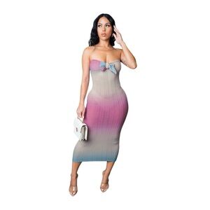 Ombre Strapless Vinca Midi Dress - Gradient Bodycon Summer Dress